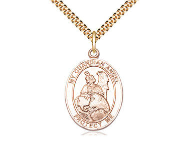 14kt Gold Filled Guardian Angel Protector Pendant Necklace 1x3/4 inch on 24 inch chain by Bliss