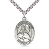 Sterling Silver Guardian Angel Protector Pendant Necklace 1x3/4 inch on 24 inch chain by Bliss