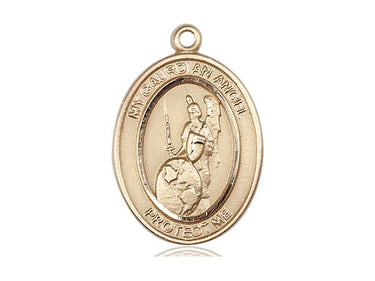 14kt solid gold Guardian Angel of the World medal pendant 1 inch by 3/4 inch handcrafted by Bliss