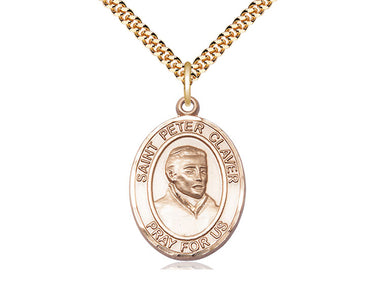 14kt Gold Filled St. Peter Claver Patron Saint Medal Necklace 1 inch x 3/4 inch on 24 inch chain by Bliss