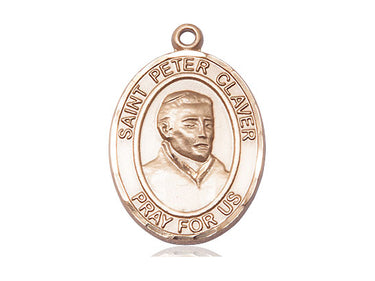 14kt Solid Gold St. Peter Claver Medal Pendant 1 inch by 3/4 inch handcrafted by Bliss Manufacturing USA