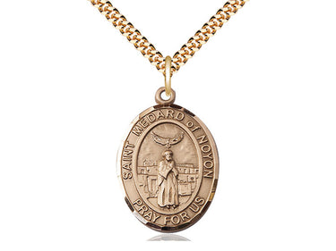 14kt Gold Filled St. Medard of Noyon patron saint medal necklace with 24 inch chain by Bliss