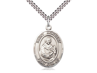 Sterling Silver St. Norbert of Xanten Catholic patron saint medal necklace 1 inch by Bliss Manufacturing