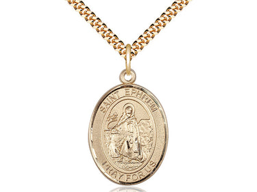 14kt Gold Filled St. Ephrem patron saint medal necklace with 24 inch curb chain by Bliss Manufacturing