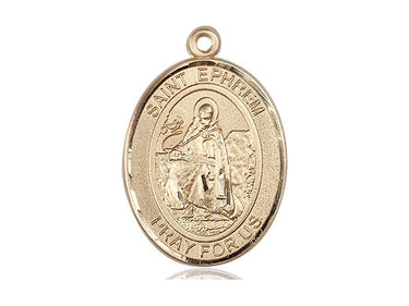 14kt solid gold St. Ephrem patron saint medal pendant 1 x 3/4 handcrafted by Bliss