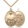 14kt Gold Filled Pope Francis oval medal necklace with 24 inch chain handcrafted by Bliss