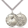 Sterling Silver Pope Francis Round Medal Necklace 1 inch by 5/8 inch on 24 inch chain by Bliss