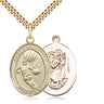 Gold Filled St. Christopher Basketball Medal Necklace 1x3/4 inch on 24 inch chain by Bliss Manufacturing