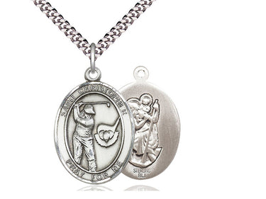 Sterling Silver St Christopher Golf Medal Necklace 1 inch pendant 24 inch chain handmade by Bliss USA