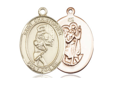 14kt Solid Gold St. Christopher Softball Medal Pendant 1x3/4 inch handcrafted by Bliss