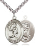 Sterling Silver St. Christopher Track and Field Medal Necklace 1 inch by 3/4 inch on 24 inch chain by Bliss