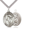 Sterling Silver St Christopher Track and Field Patron Saint Medal Necklace 1 inch by 3/4 inch on 24 inch chain by Bliss