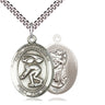 Sterling Silver St. Christopher Swimming Medal Necklace 1x3/4 inch with 24 inch chain by Bliss