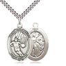 Sterling Silver St. Sebastian Basketball Medal Necklace 1x3/4 inch on 24 inch chain by Bliss Manufacturing