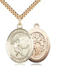 14kt gold filled St. Sebastian soccer medal necklace 1 inch pendant 24 inch curb chain by Bliss Manufacturing