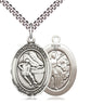 Sterling Silver St. Sebastian Hockey Medal Necklace 1 inch x 3/4 inch Medium with 24 inch chain by Bliss