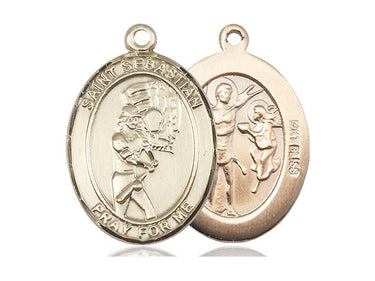 14kt Solid Gold St. Sebastian Softball Medal Pendant 1x3/4 inch handcrafted by Bliss