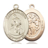 14kt Solid Gold St. Sebastian Wrestling Medal pendant 1 inch by 3/4 inch handcrafted by Bliss Manufacturing