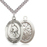 Sterling Silver St. Sebastian Wrestling Medal Necklace 1 x 3/4 inch on 24 inch chain by Bliss