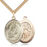 14kt Gold Filled St Sebastian Track and Field Medal Necklace 1 inch by 3/4 inch on 24 inch Curb Chain by Bliss