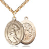 14kt Gold Filled St. Sebastian Track and Field Medal Necklace 1 inch by 3/4 inch on 24 inch chain by Bliss