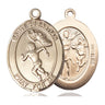 14kt Solid Gold St. Sebastian Track and Field Medal Pendant 1x3/4 inch handcrafted by Bliss