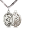 Sterling Silver St. Sebastian Track and Field Medal Necklace 1 inch by 3/4 inch on 24 inch chain by Bliss