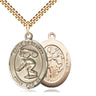 14kt Gold Filled St. Sebastian Swimming Medal Necklace 1x3/4 inch with 24 inch chain by Bliss