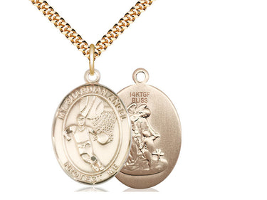 14kt Gold Filled Guardian Angel Basketball Medal Necklace with 24 inch chain handcrafted by Bliss