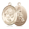 14kt Solid Gold Guardian Angel Basketball Medal Pendant 1 inch by 3/4 inch handcrafted by Bliss