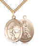 14kt gold filled Guardian Angel soccer medal necklace 1 inch pendant 24 inch curb chain by Bliss Manufacturing
