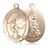 14kt Solid Gold Guardian Angel Soccer Medal Pendant 1 inch by 3/4 inch Medium Size Handcrafted by Bliss