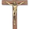 10 inch walnut wood Catholic wall crucifix with detailed Italian corpus in traditional design