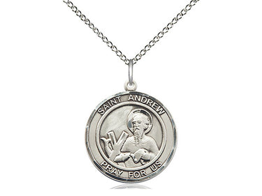 Sterling Silver St. Andrew the Apostle Medal Necklace 3/4 x 5/8 inch with 18 inch chain by Bliss