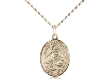 14kt Gold Filled St. Albert the Great patron saint medal necklace with 3/4 inch medal on 18 inch curb chain by Bliss