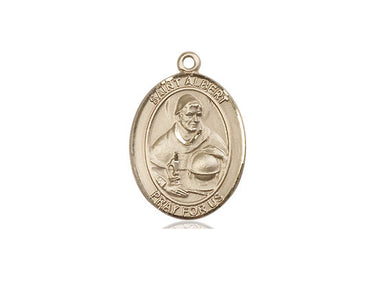 14kt Solid Gold St. Albert the Great Patron Saint Medal Pendant 3/4 x 1/2 inches handmade by Bliss