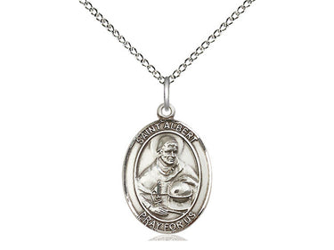 Sterling Silver St. Albert the Great patron saint medal necklace with 18 inch chain by Bliss Manufacturing