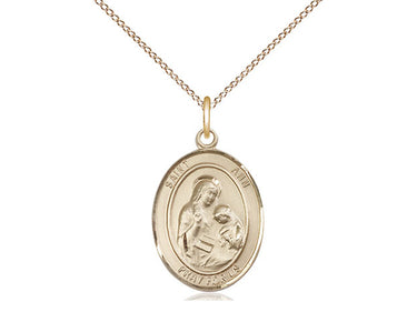14kt Gold Filled St. Ann patron saint medal necklace with 3/4 inch medal on 18 inch curb chain by Bliss