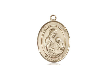 14kt Solid Gold St. Ann Patron Saint Medal Pendant 3/4 x 1/2 inches handmade by Bliss