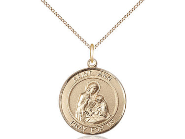 Gold Filled St. Ann Patron Saint Medal Necklace 3/4 x 5/8 inch on 18 inch Curb Chain by Bliss