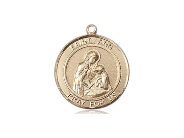 14kt Solid Gold St. Ann Patron Saint Medal Pendant 3/4 x 5/8 inch Handcrafted by Bliss USA