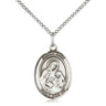 Sterling Silver St. Ann Patron Saint Medal Necklace 3/4 x 1/2 inch on 18 inch Curb Chain by Bliss