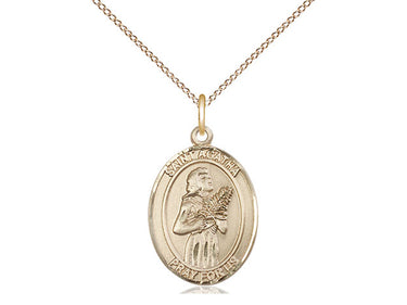 Gold Filled St. Agatha Patron Saint Medal Necklace 3/4 x 1/2 inch on 18 inch Curb Chain by Bliss