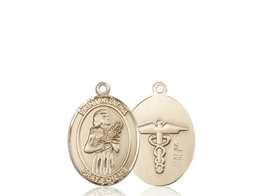 14kt Solid Gold St. Agatha Nurse Patron Saint Medal Pendant by Bliss Manufacturing USA