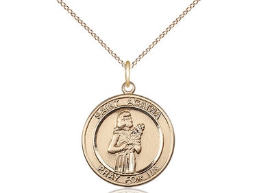14kt Gold Filled St. Agatha Patron Saint Medal Necklace 3/4 x 5/8 with 18 Inch Curb Chain by Bliss