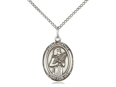Sterling Silver St. Agatha Patron Saint Medal Necklace with 18 inch Chain by Bliss Manufacturing