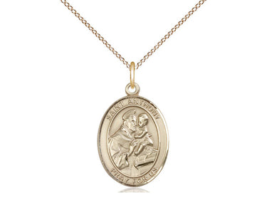 14kt Gold Filled St. Anthony of Padua Patron Saint Medal Necklace 3/4 x 1/2 with 18 Inch Curb Chain by Bliss