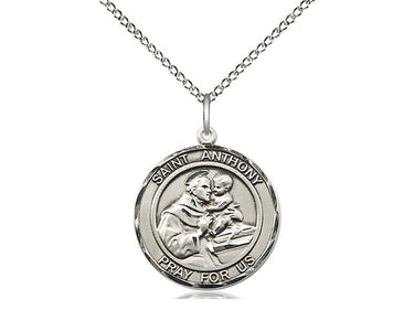 Sterling Silver St. Anthony Medal Necklace 3/4 x 5/8 inch pendant on 18 inch chain by Bliss USA