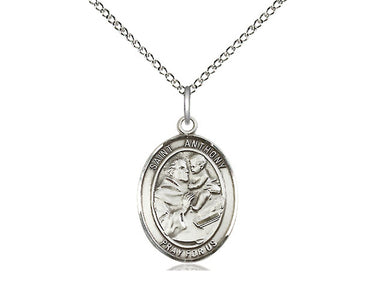 Sterling Silver St. Anthony of Padua Medal Necklace 3/4 x 1/2 inch pendant on 18 inch chain by Bliss USA