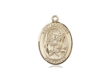 14kt Solid Gold St. Apollonia Patron Saint Medal Pendant 3/4 x 1/2 inch by Bliss